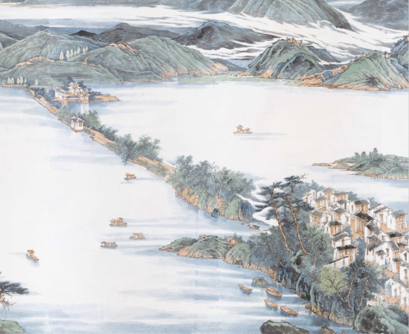 远山近水皆有情——画家茹峰用20余米长卷绘就"钱湖春韵"