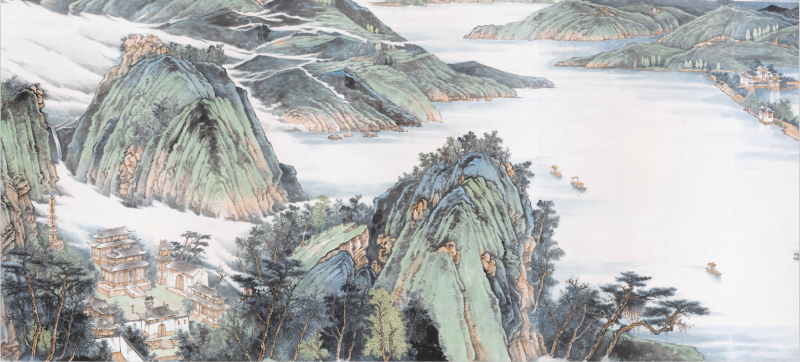 远山近水皆有情——画家茹峰用20余米长卷绘就“钱湖春韵”